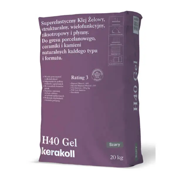 pol_pl_Klej-zelowy-H40-Gel-C2TE-Szary-25kg-Kerakoll-57651_1 Zaprawa klejowa żelowa szara to nowoczesny klej o zwiększonej elastyczności i przyczepności, idealny do płytek ceramicznych, gresu i kamienia naturalnego. Dzięki żelowej formule zapewnia łatwą aplikację